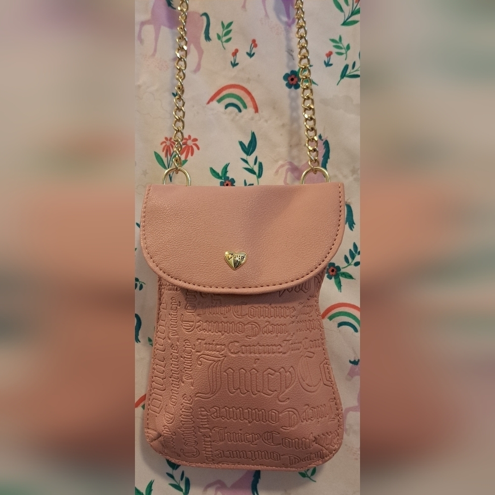 EUC Y2K Juicy Couture Vegan Pink Boho Neutral Crossbody Purse Bag w/ Card Slots